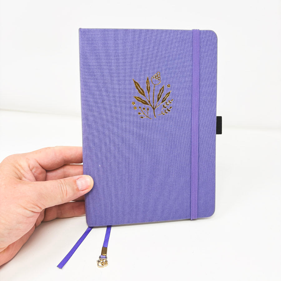 Lilac Fabric Cover Notebook with Dot Grid Pages