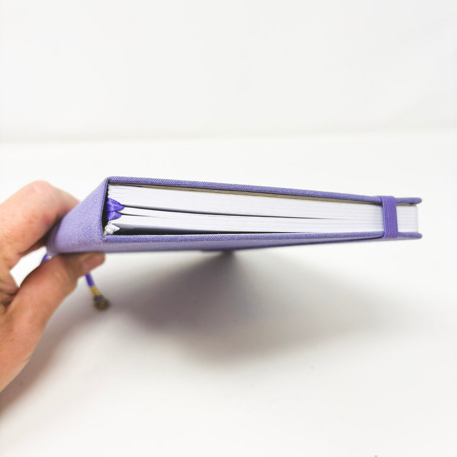 Lilac Fabric Cover Notebook with Dot Grid Pages