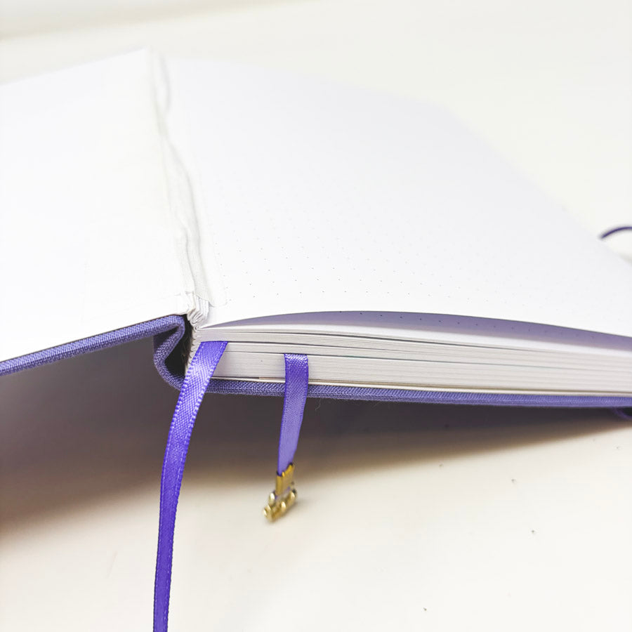 Lilac Fabric Cover Notebook with Dot Grid Pages