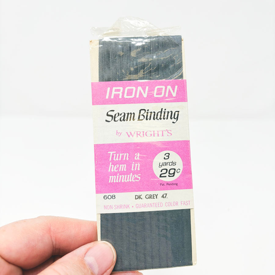 Wrights Iron On Seam Binding - Dk Grey