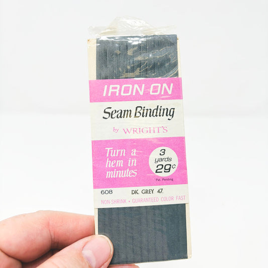 Wrights Iron On Seam Binding - Dk Grey