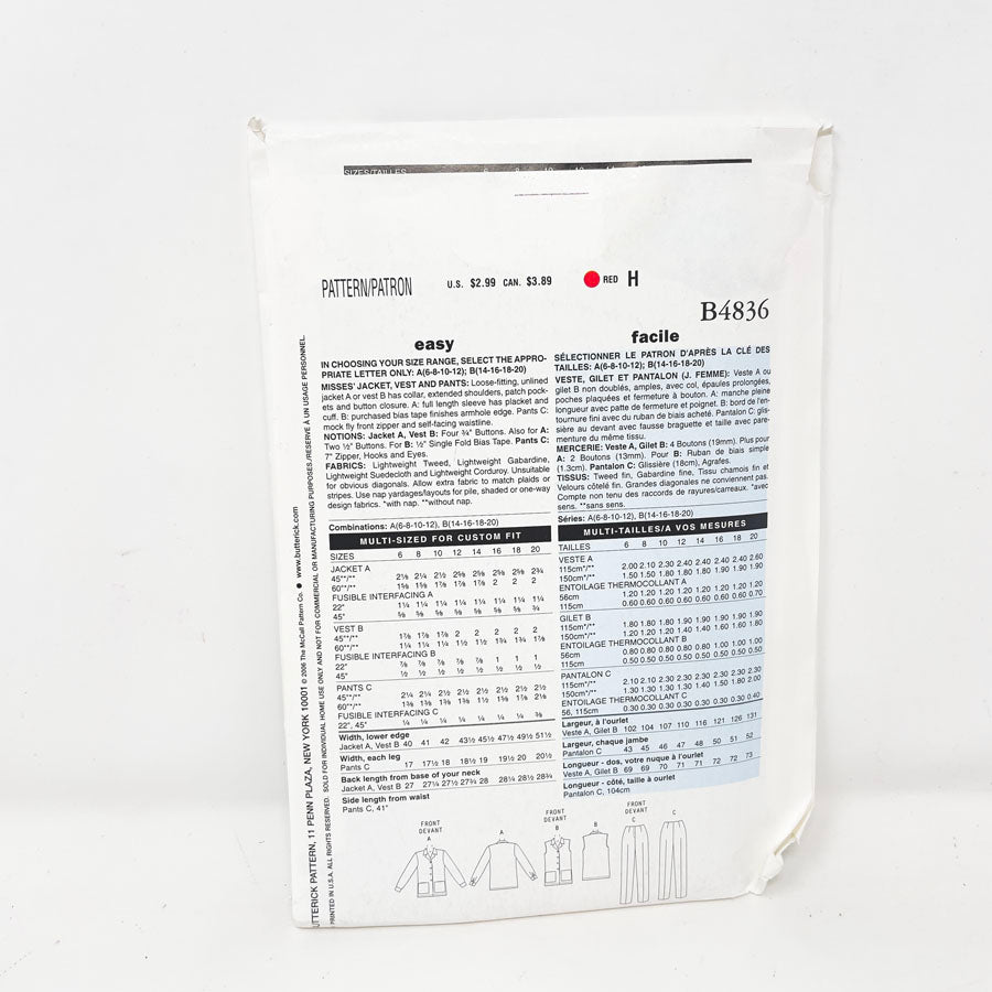 2006 See & Sew Office - B4836 - Size 14-20