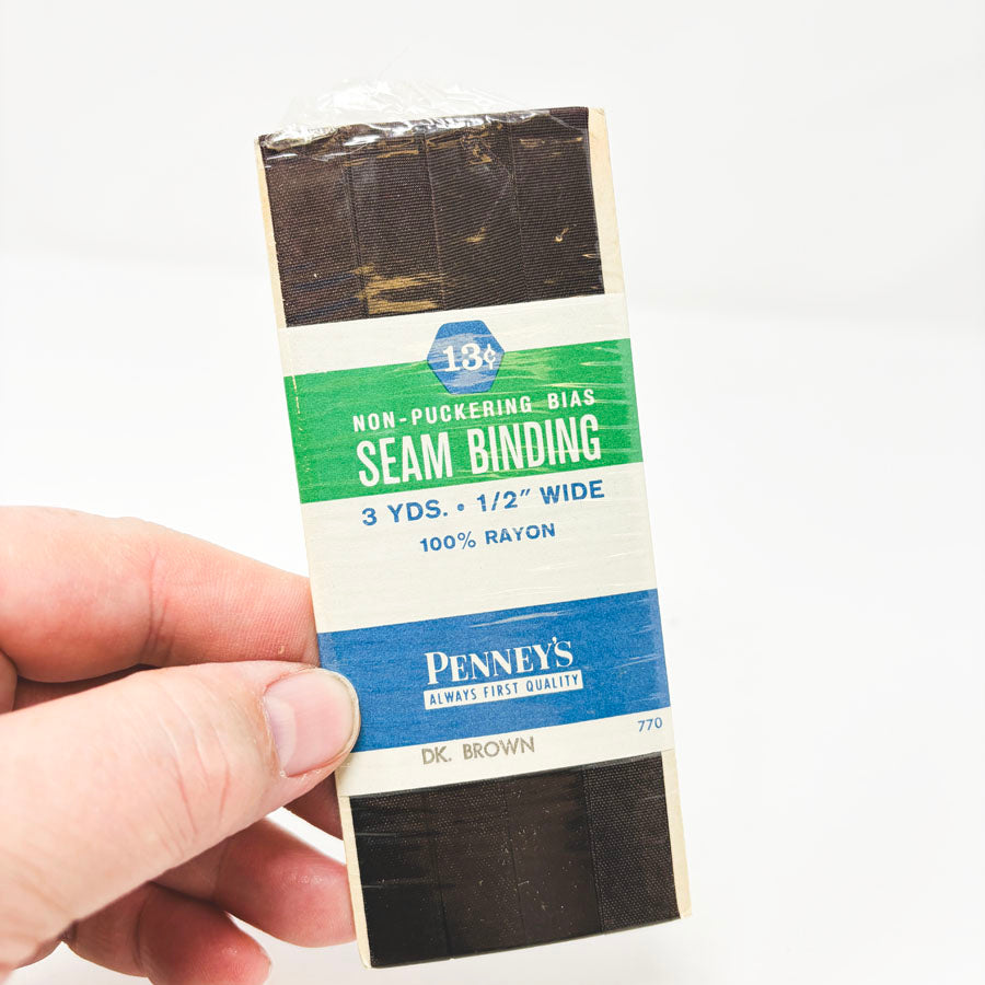 Penney's Non-Puckering Bias Seam Binding - Dk Brown