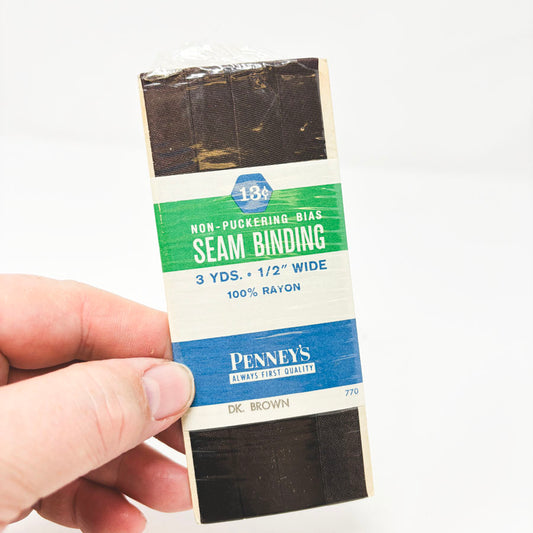 Penney's Non-Puckering Bias Seam Binding - Dk Brown