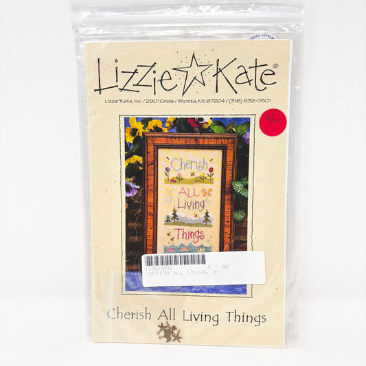 Cherish All Living Things – Lizzie Kate Cross Stitch Pattern & Charm