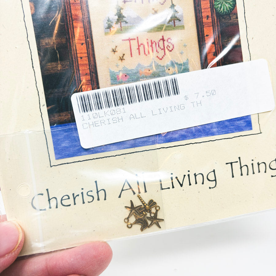 Cherish All Living Things – Lizzie Kate Cross Stitch Pattern & Charm