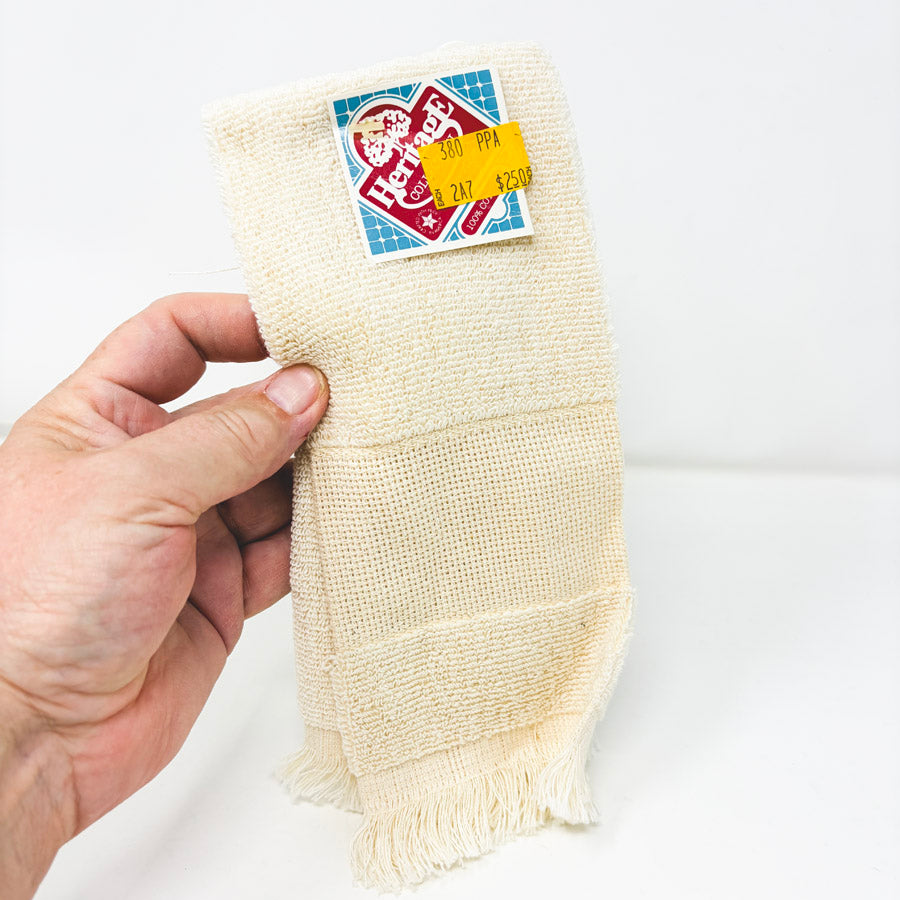 Heritage Cross Stitch Fingertip Towel - Natural