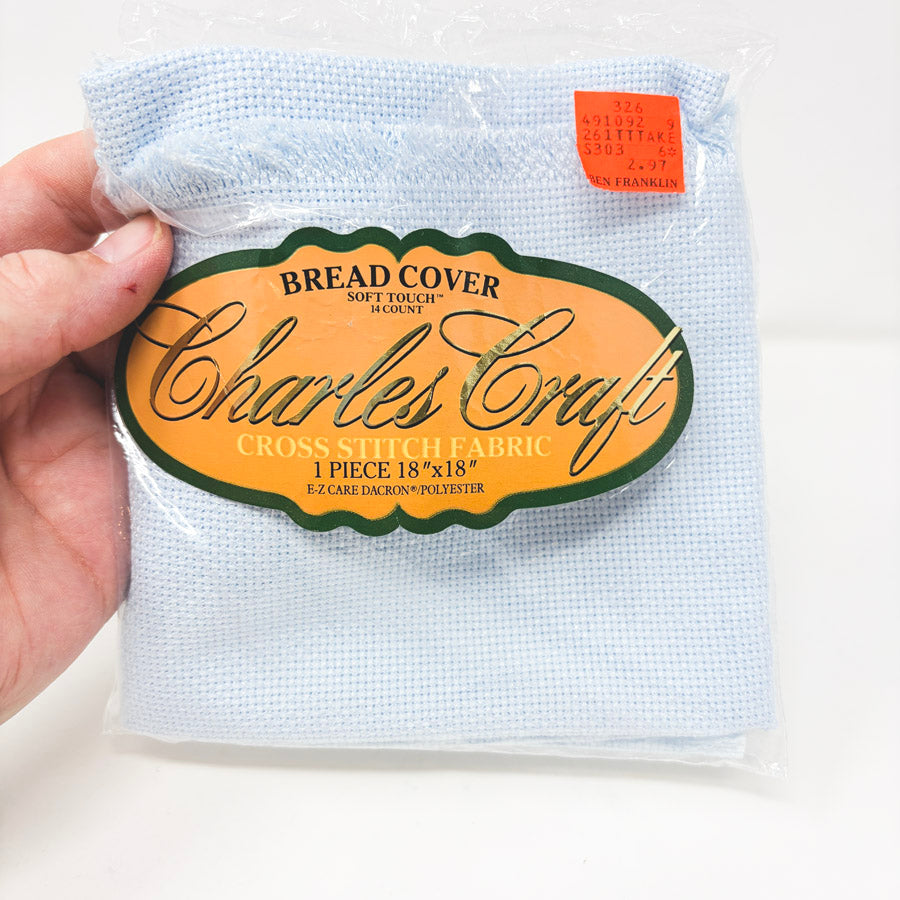 Charles Craft Cross Stitch Fabric - Lt. Blue 14 Count Bread Cover