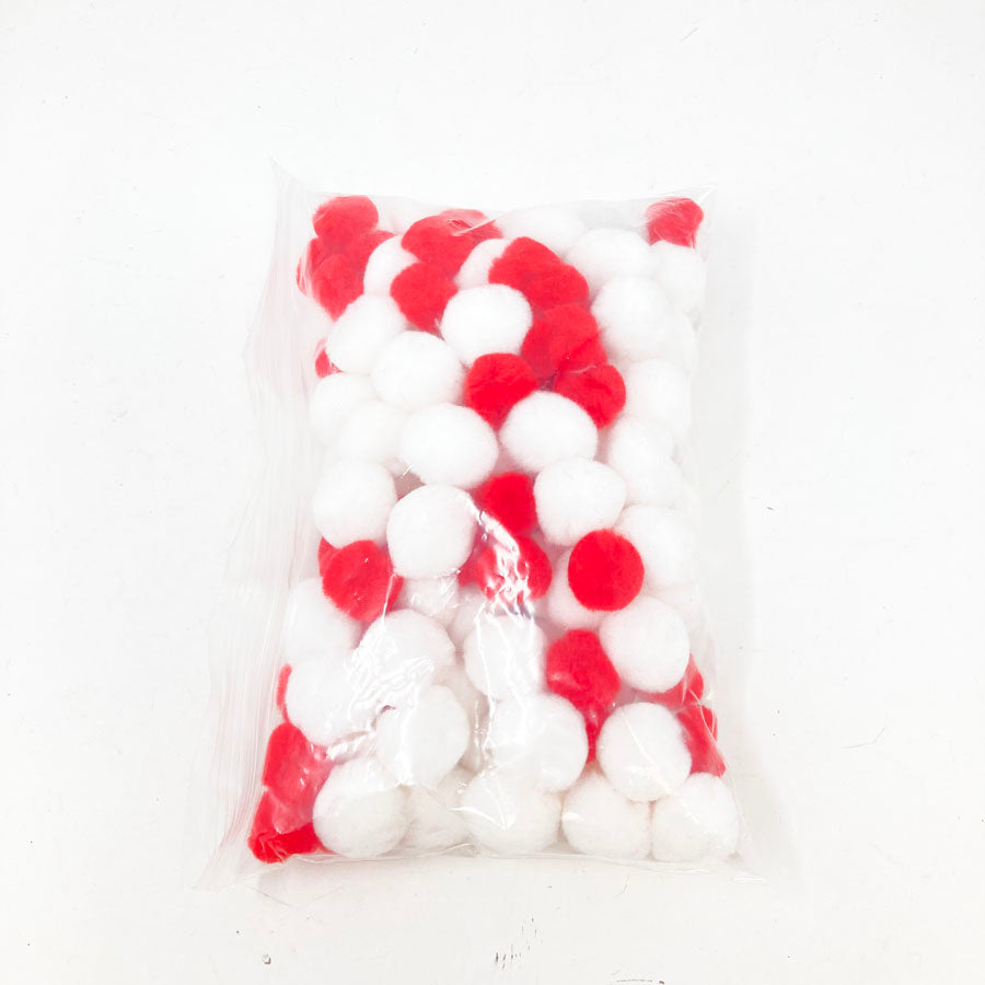 Red & White Pom Poms