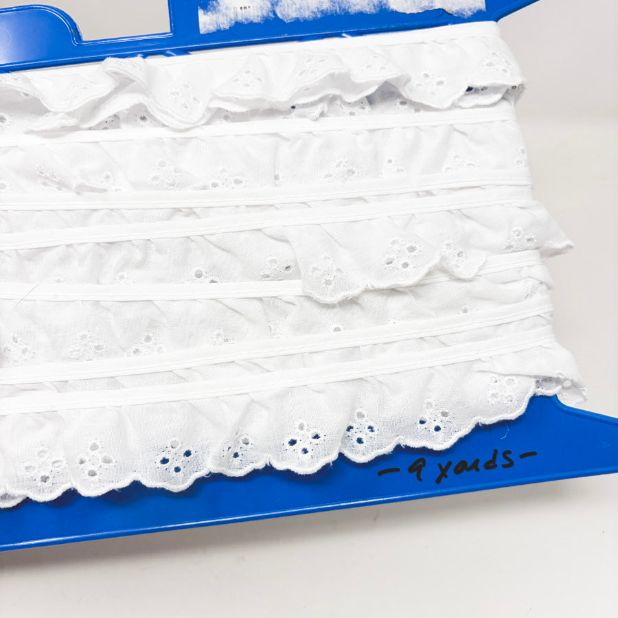 9 Yds White Eyelet Trim