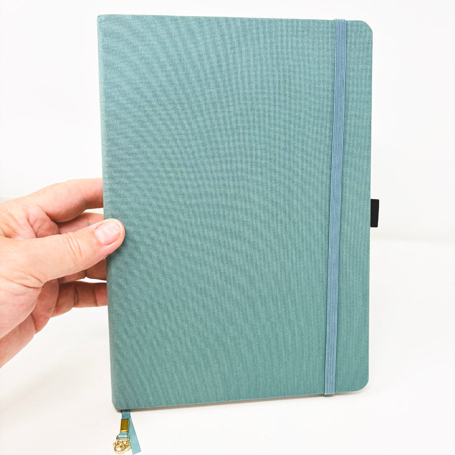 Teal Fabric Cover Notebook with Dot Grid Pages
