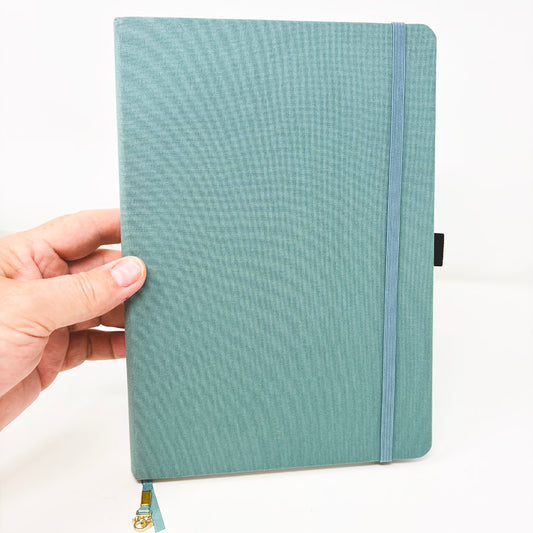 Teal Fabric Cover Notebook with Dot Grid Pages