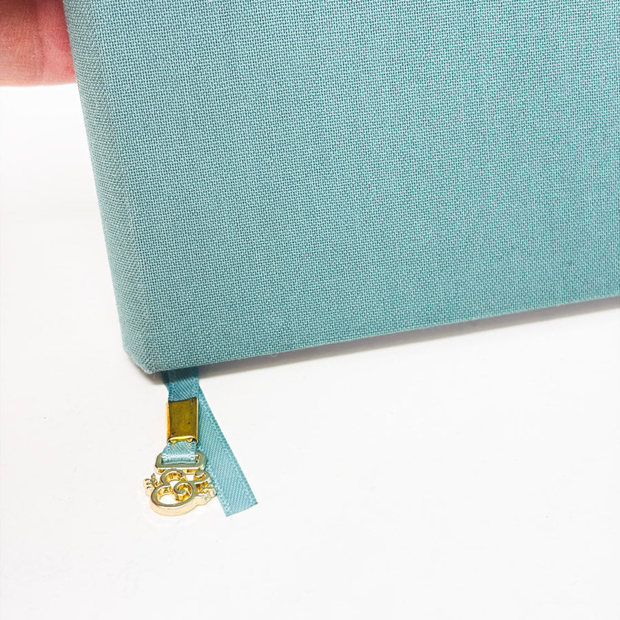 Teal Fabric Cover Notebook with Dot Grid Pages