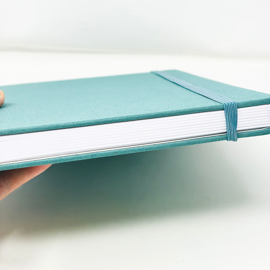 Teal Fabric Cover Notebook with Dot Grid Pages