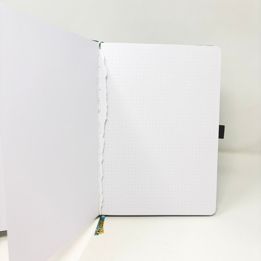 Teal Fabric Cover Notebook with Dot Grid Pages