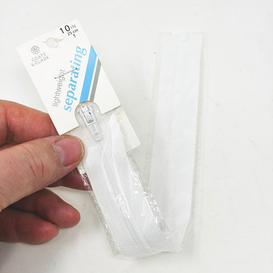 Coats & Clark White Lightweight Separating Zipper