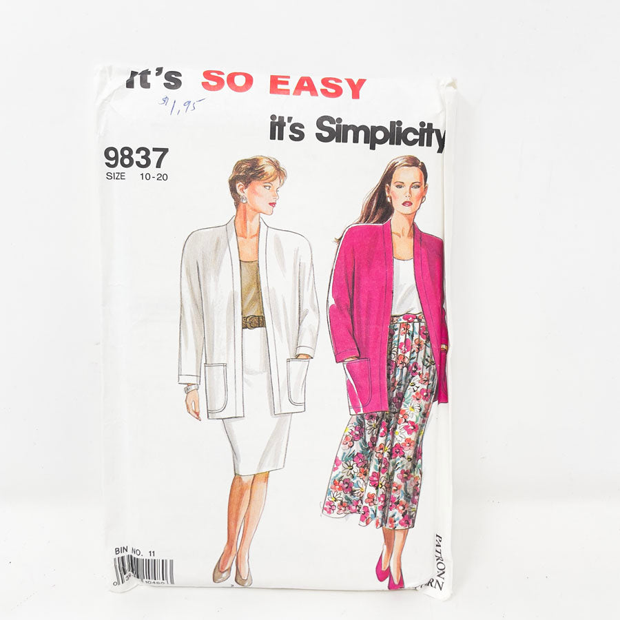 1990 Simplicity Skirt/Jacket - 9837 - Size 10-20