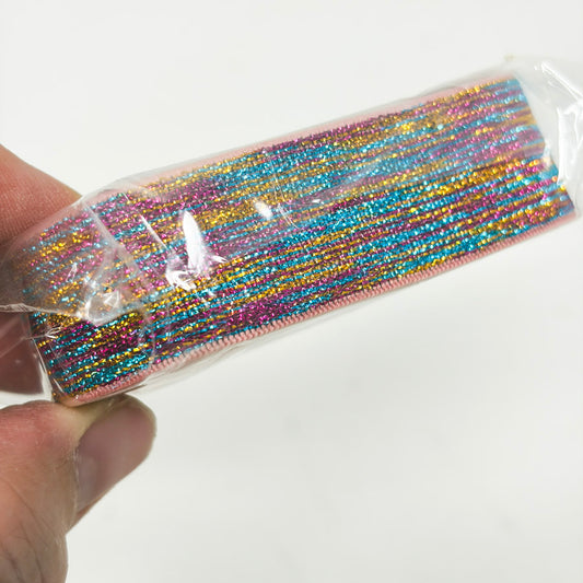 Pink Rainbow Glitter Elastic