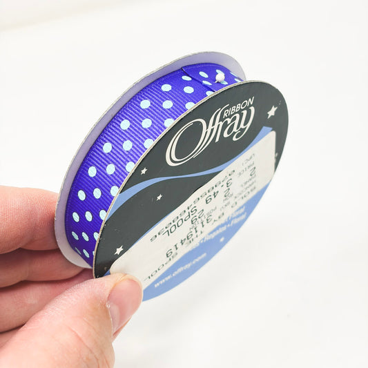 5/8" Offray Blue Confetti Dot Grossgrain Ribbon