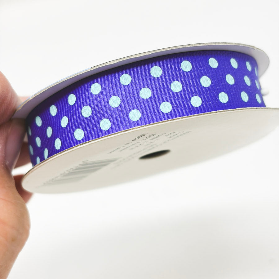 5/8" Offray Blue Confetti Dot Grossgrain Ribbon