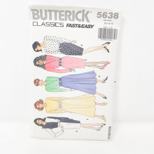 1991 Butterick Dress/Skirt/Top - 5638 - Size 12-16