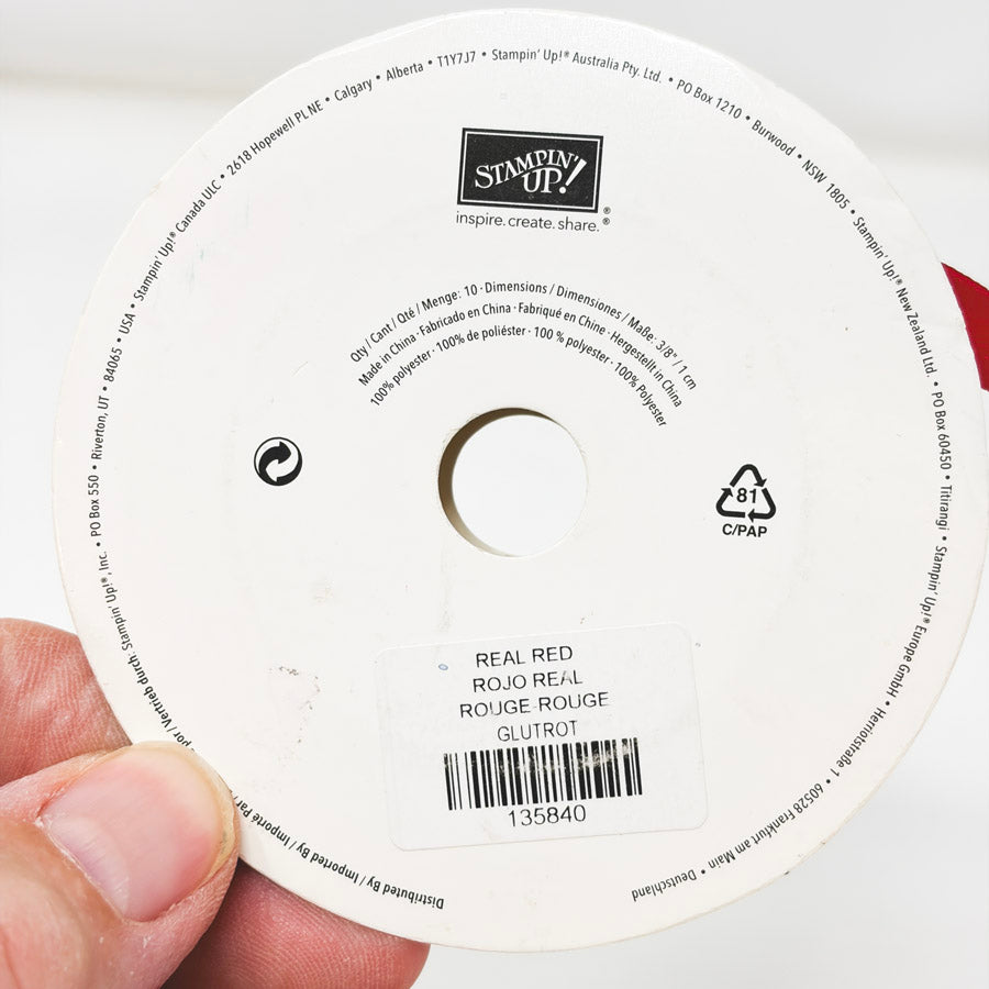 3/8" Real Red Stampin' Up Satin Ribbon