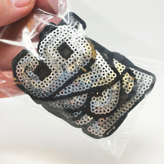 Iron-On Sequin Number Patches