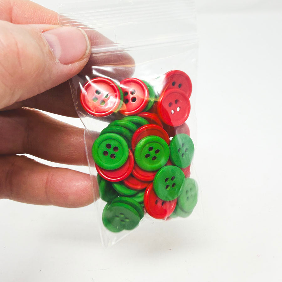 Small Bag of Red and Green Buttons