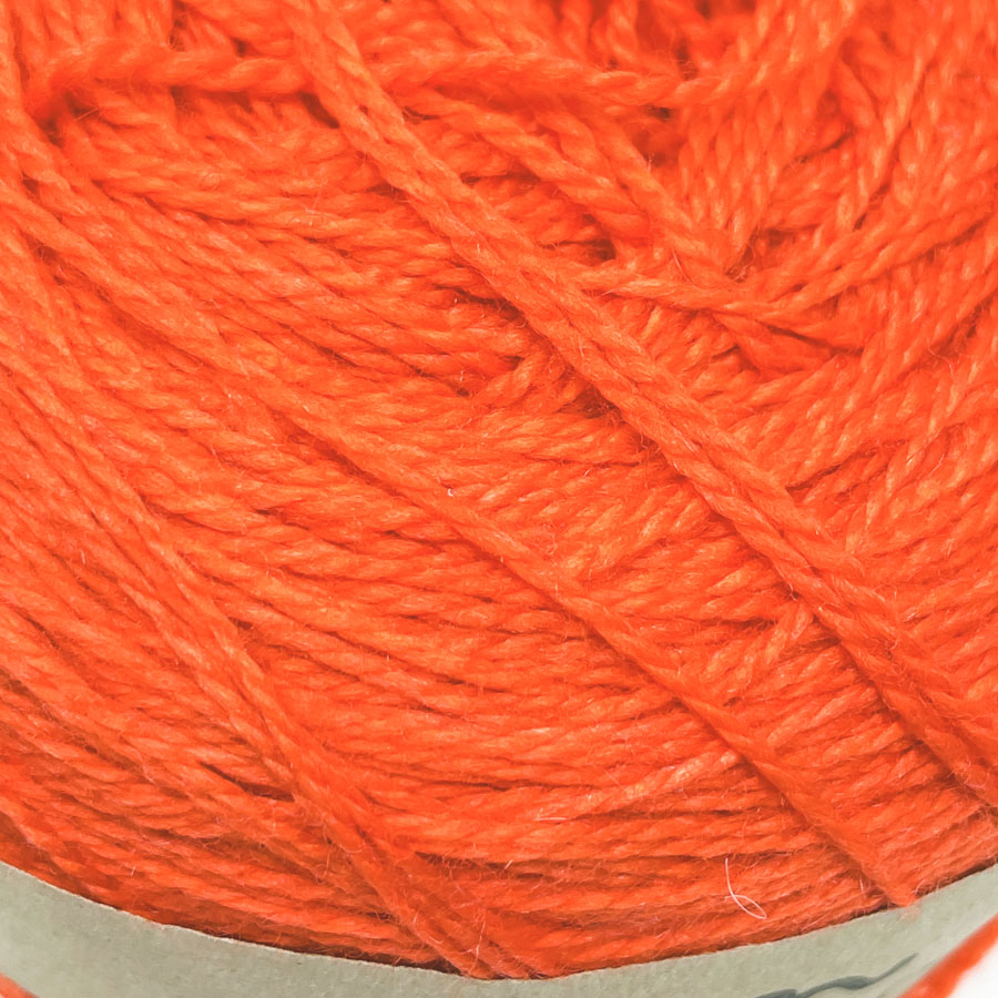 Bright Orange Wool Fingering Yarn Cake