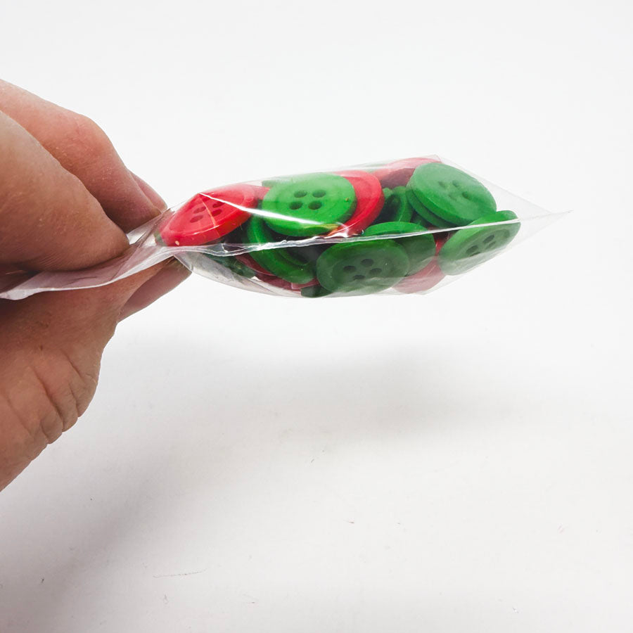 Small Bag of Red and Green Buttons
