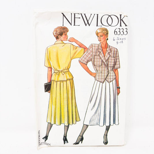 1980s - New Look 6333 Skirt & Top Sewing Pattern