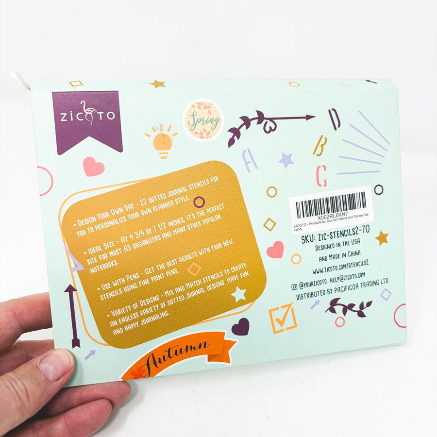Zicoto Productivity Stencil and Sticker Set