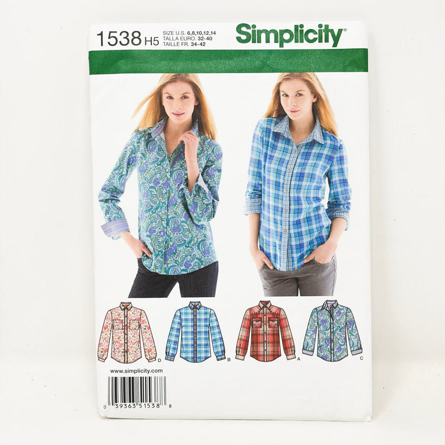 2013 Simplicity 1538 Shirt Sewing Pattern