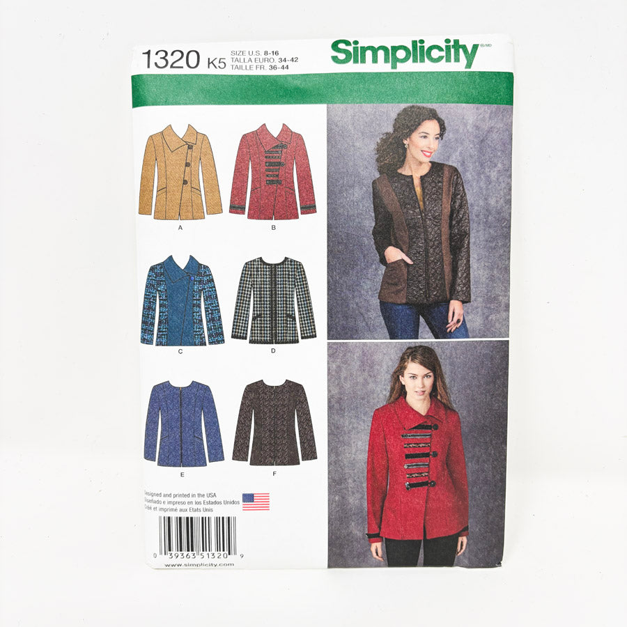 2014 Simplicity 1320 Jacket Sewing Pattern