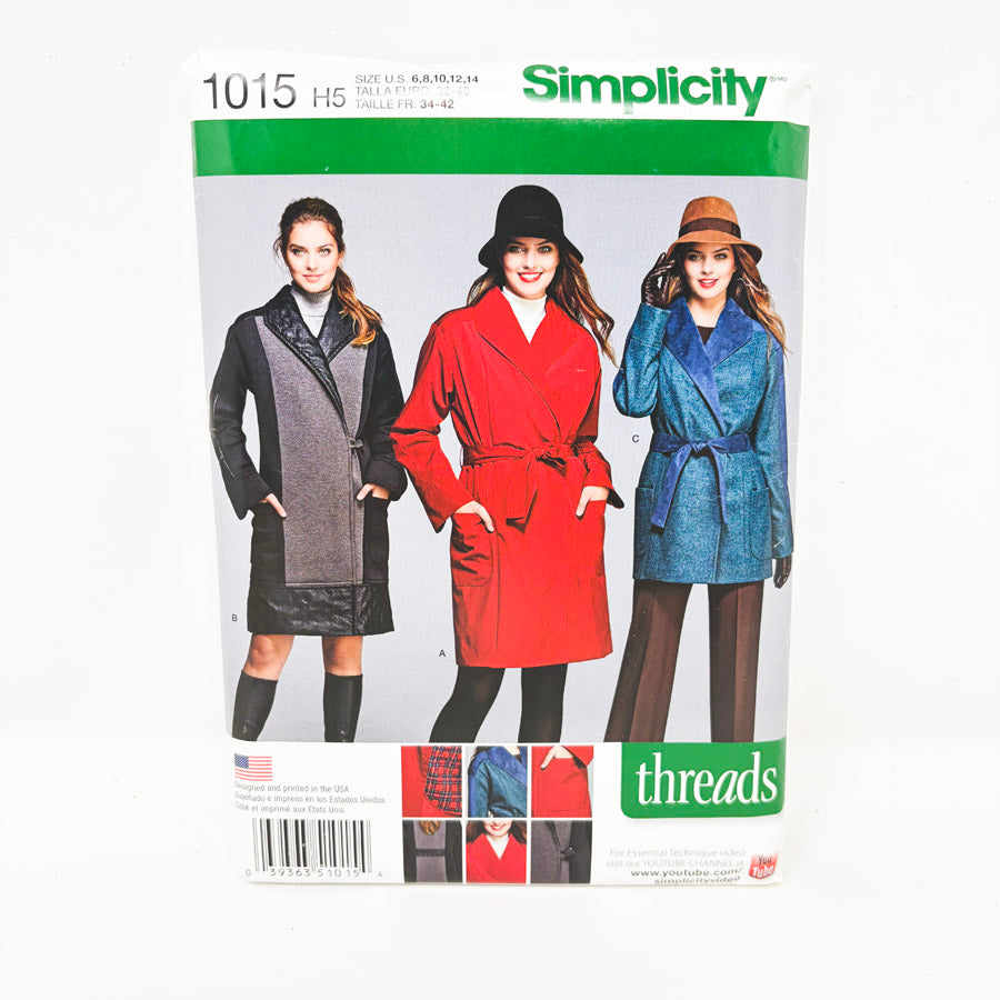 2015 Simplicity 1015 Jacket Sewing Pattern