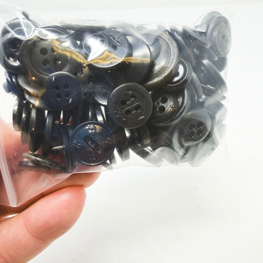 Medium Bag of Mixed Size Black Buttons