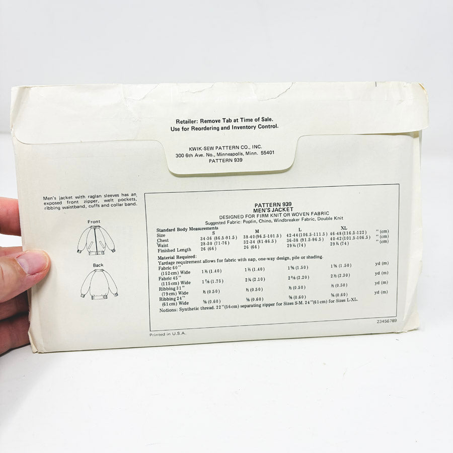 1970 Kwik Sew 939 Jacket Sewing Pattern