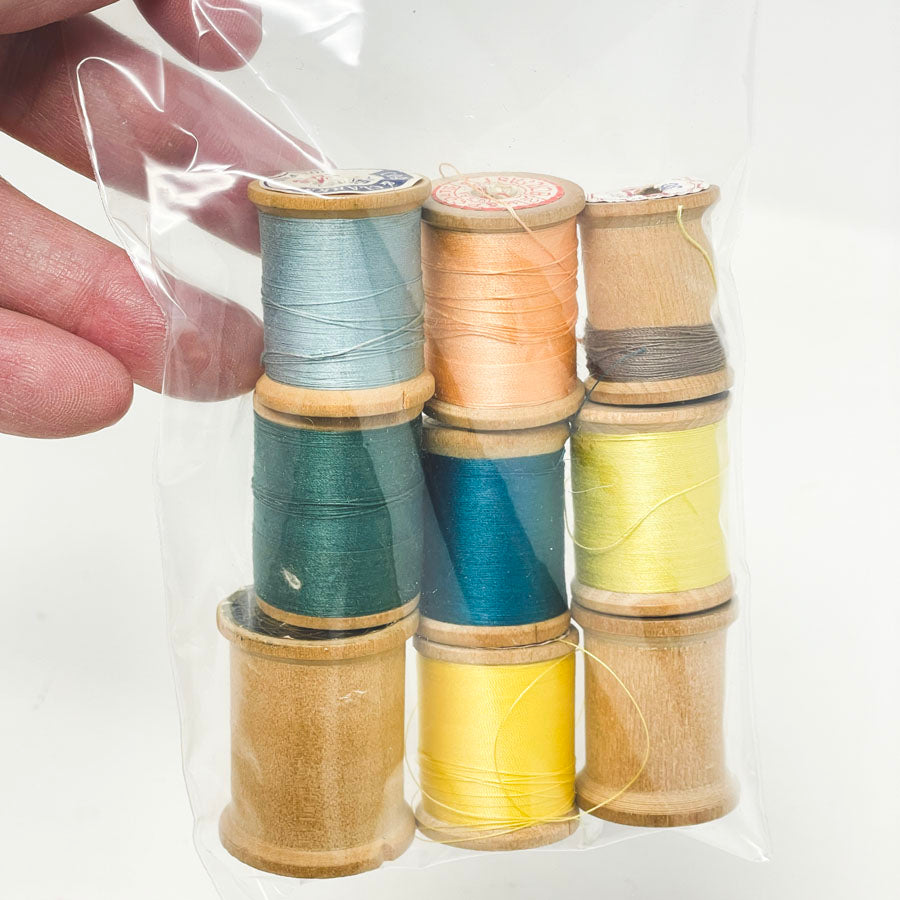 Coats Wooden Spool Thread Bundle