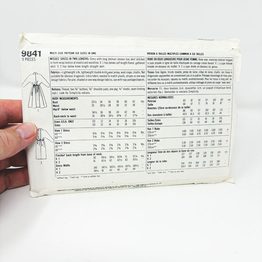 1990 Simplicity Sewing Pattern - Dress - 9841 - Size 10-20