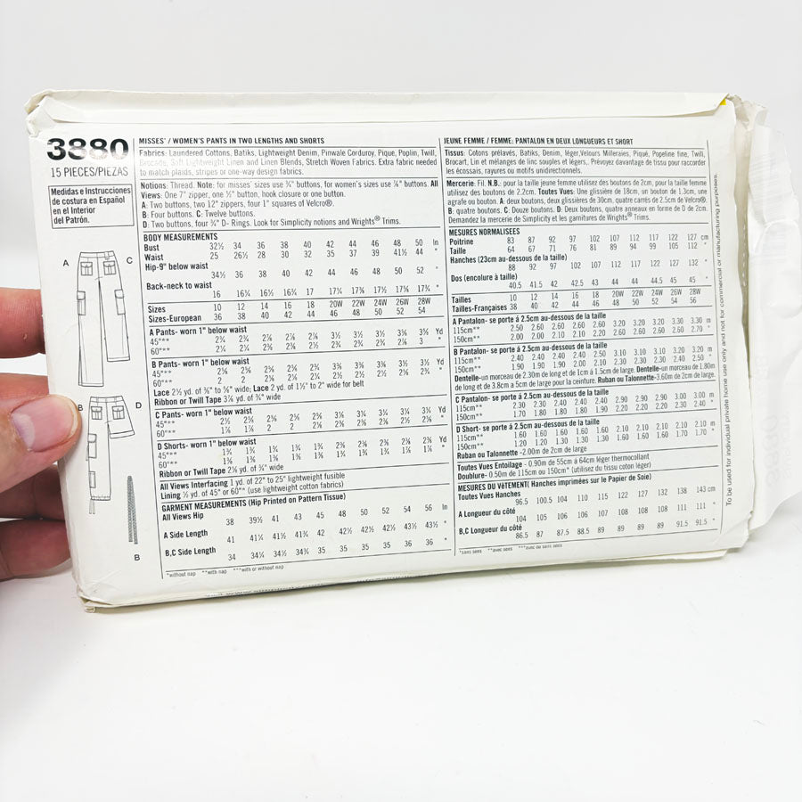 2007 Simplicity Sewing Pattern - Bottoms - 3880 - Size 20-28