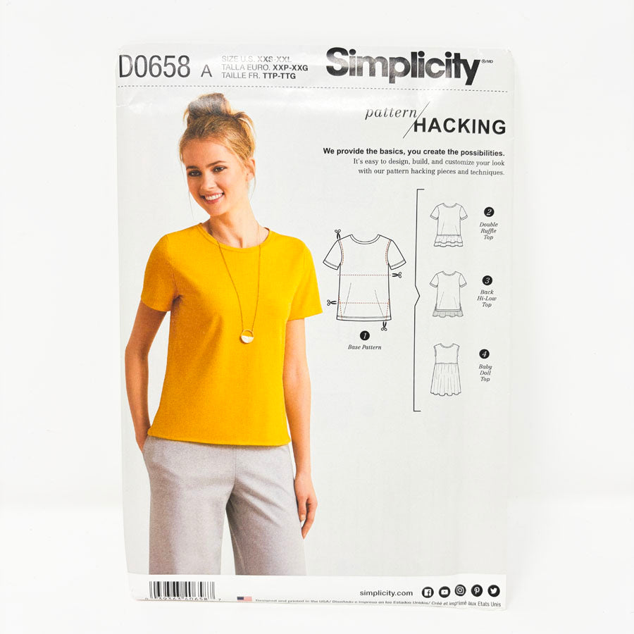 2017 Simplicity Sewing Pattern - Top - D0658 - Size XXS-XXL