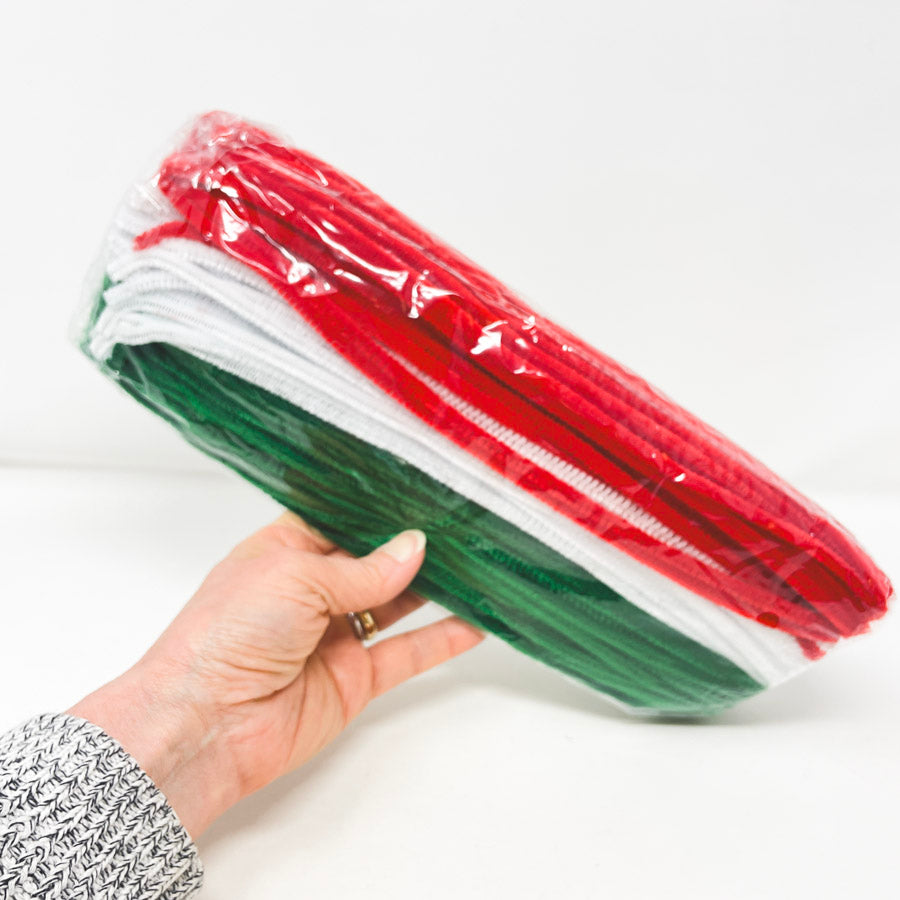 Big Bundle of Red/Green/White Chenille Stems