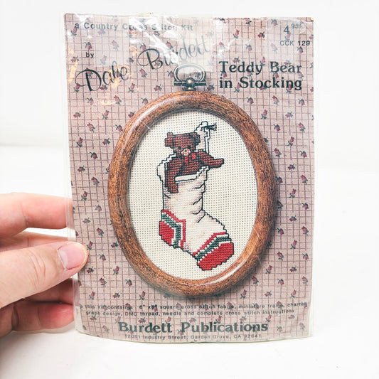 Teddy Bear in Stocking Framed Cross Stitch Kit