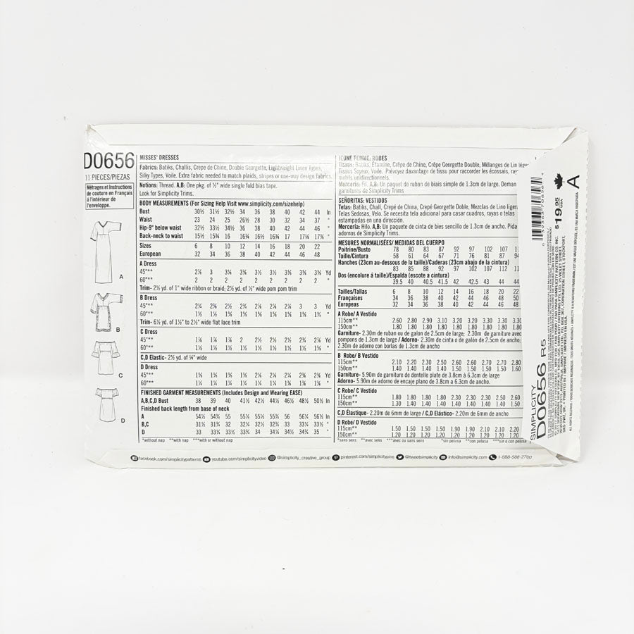 2017 Simplicity Sewing Pattern - Dress - D0656 - Size 14-22