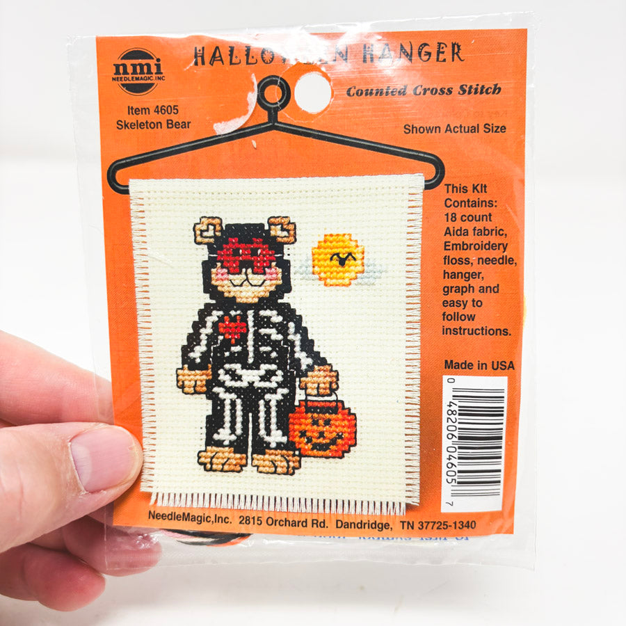 Halloween Hanger Skeleton Bear Cross Stitch Kit