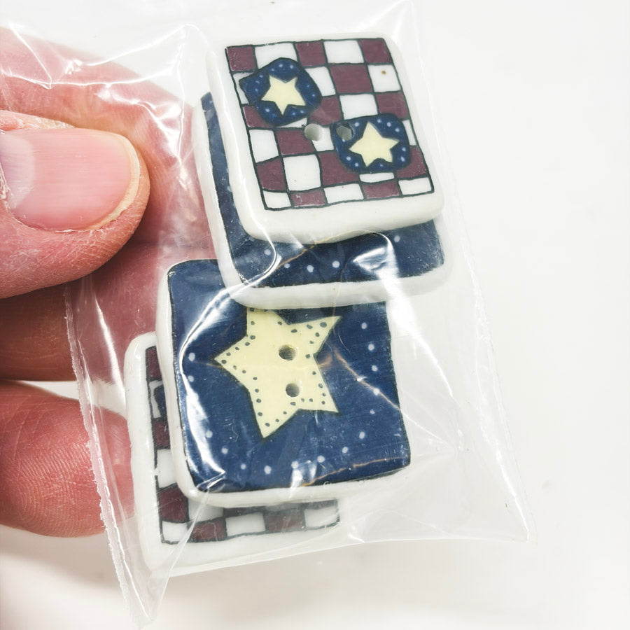 Starry Square Ceramic Buttons