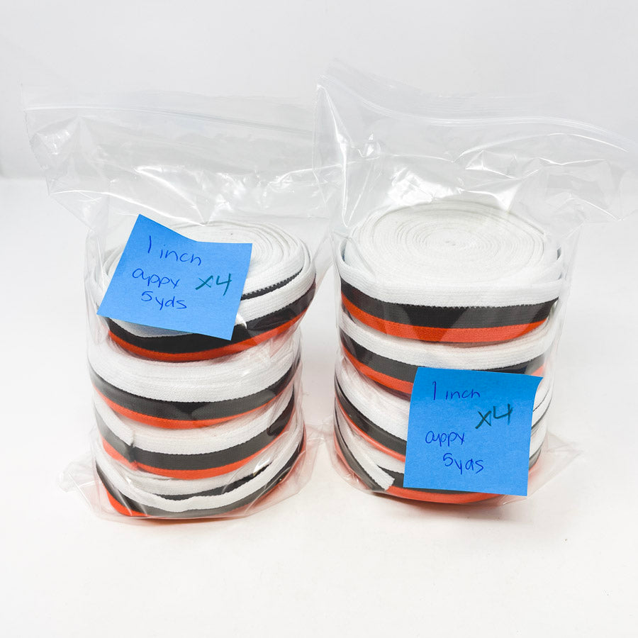 1" Binding Bundle - White Brown Orange Strips Bundle