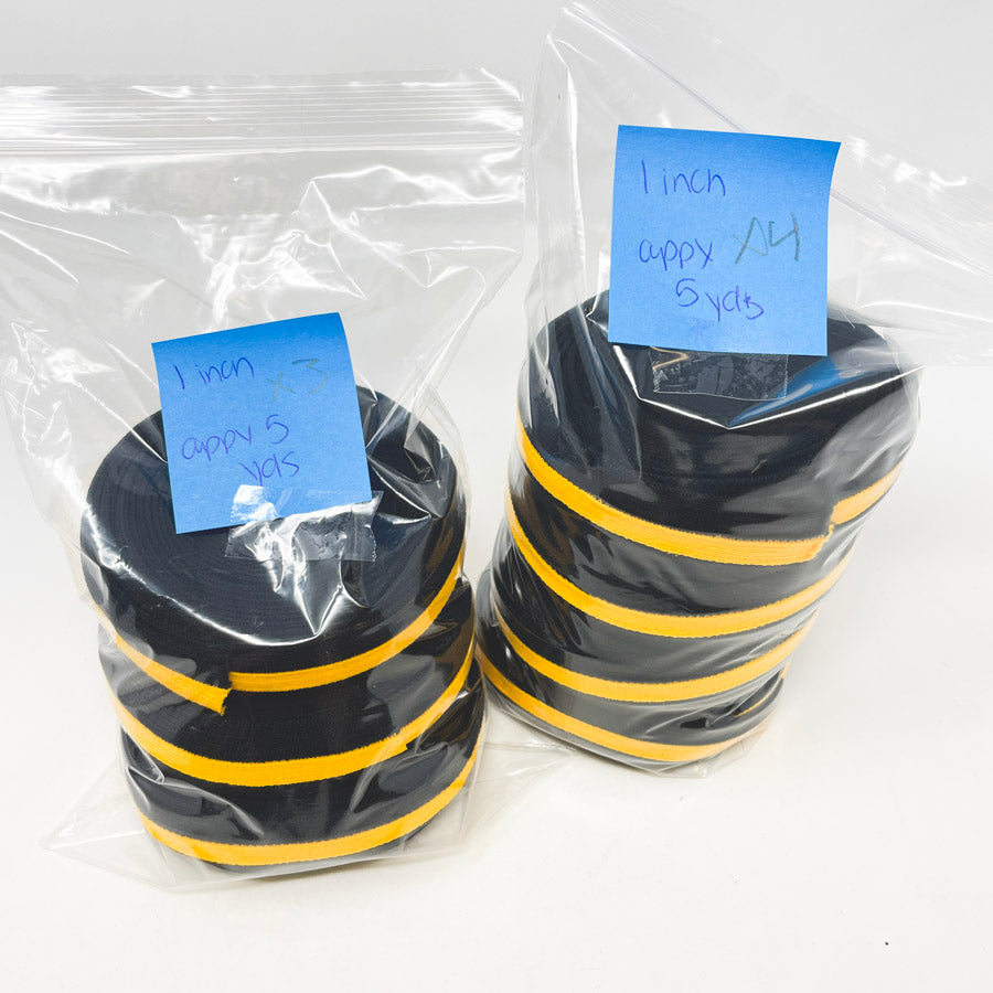1" Binding Bundle - Black Yellow Strips Bundle