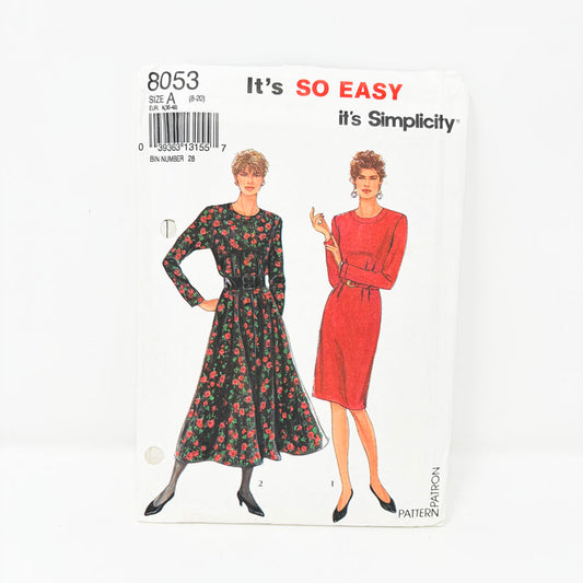 1992 Simplicity Sewing Pattern - Dress - 8053 - Size 8-20