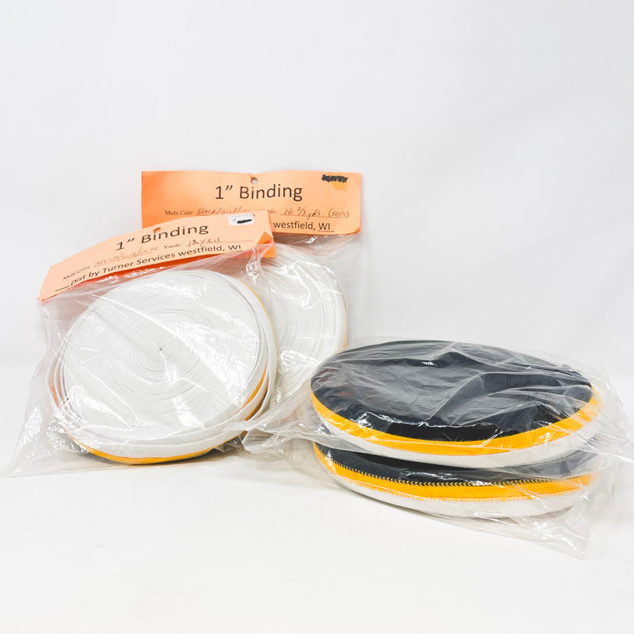 1" Binding Bundle - Black Gold White Strip